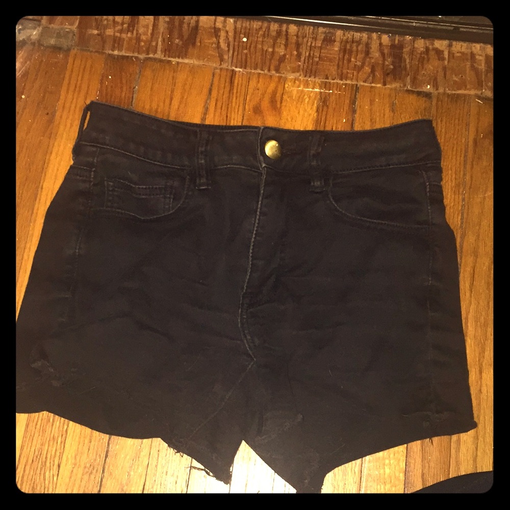 black denim shorts